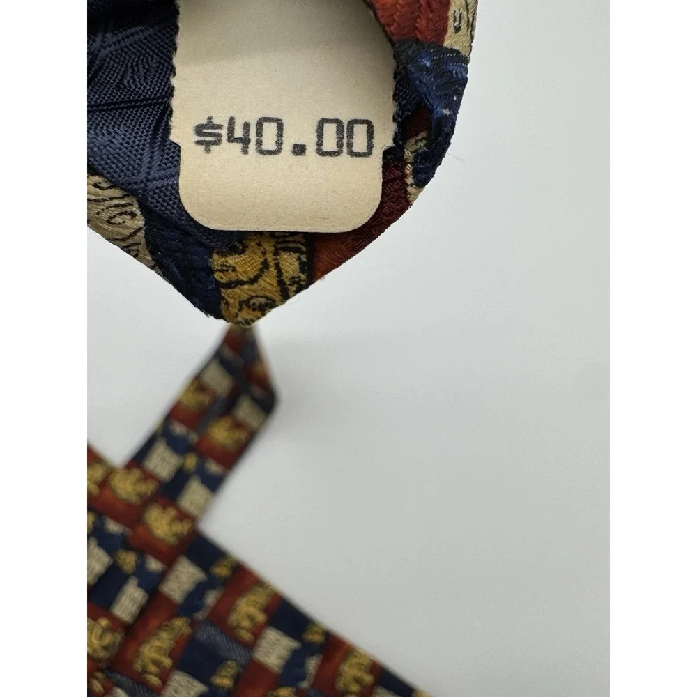 Fumagalli's Studio Silk Tie Geometric‎ Pattern Red Blue Gold Made in Italy